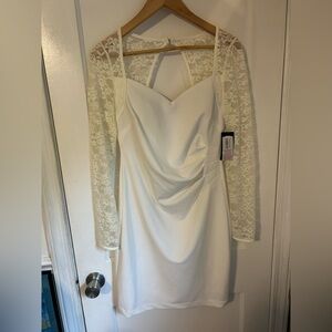 Guess Lace Long Sleeve White Mini Dress sz M NWT